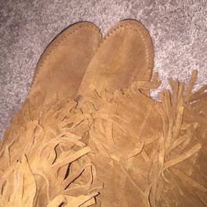 Minnetonka three layer fringe boot